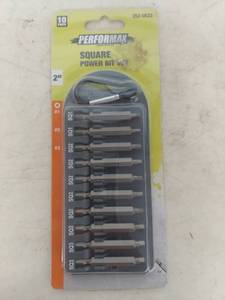 lot 2212 image: Performax 10pc Square Power Bit Set 2-inch