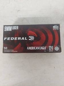 lot 2231 image: Federal American Eagle 9mm Luger 124gr FMJ - 50 Rounds