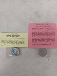 lot 2239 image: (2) Kennedy Half Dollar - Proof and Colorized with Rhode Island State Quarter Design