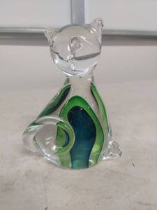lot 2242 image: Hand-Blown Glass Cat Figurine