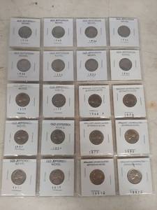 lot 2245 image: 3 Cards of Jefferson Nickels