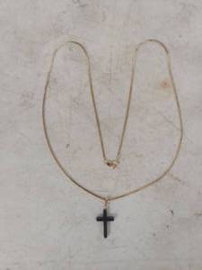 lot 2274 image: Black Cross on Chain Necklace