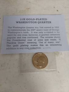 lot 2277 image: 24K Gold-Plated Washington Quarter