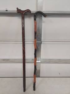 lot 2282 image: (2) Wooden Walking Cane