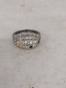 lot 2298 image: Sterling Silver Crystal Dome Ring