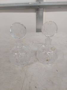 lot 2301 image: Cut Crystal Perfume Bottles with Round Stoppers