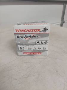 lot 2312 image: Winchester Universal 12 Gauge Shotgun Shells Box
