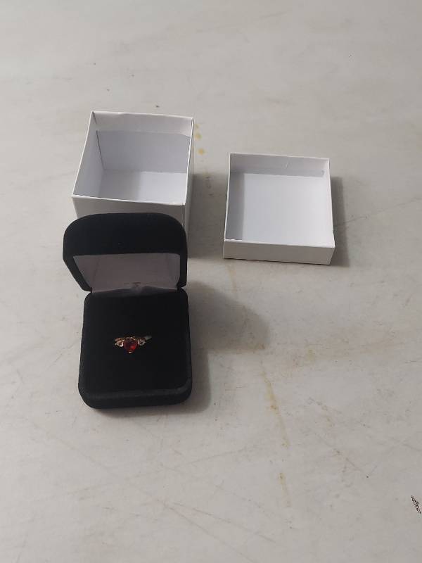 lot 3816 image: Red Heart Ring in Box