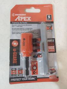 lot 1208 image: Crescent Apex Quick Release Bit Holder with Insert Bits 5 Piece Set