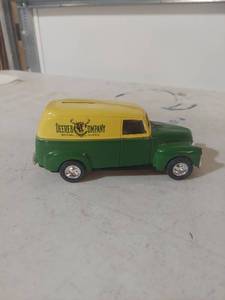 lot 1123 image: John Deere Company Die Cast Panel Van Coin Bank