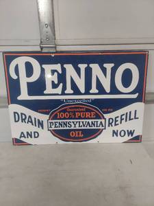 lot 1127 image: PENNO Pennsylvania Oil Company Porcelain Sign