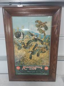 lot 1139 image: Remington UMC Hunting Scene Advertising Poster with Wood Frame