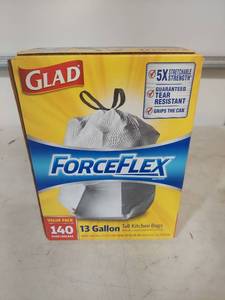 lot 1180 image: Glad ForceFlex 13 Gallon Tall Kitchen Bags 140 Count