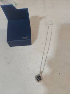 lot 1194 image: Sterling Silver Blue Sapphire Pendant Necklace