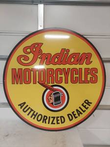 lot 1223 image: Indian Motorcycles Authorized Dealer Round Sign