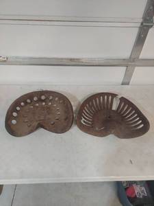 lot 1224 image: (2) Tractor Seat Set - Cast Iron and Steel