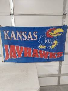 lot 1230 image: Kansas Jayhawks College Team Flag 58x34