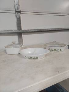 lot 1236 image: Green Meadow Pattern Casserole Dishes