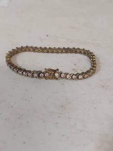 lot 1240 image: Sterling Silver Pink Stone Tennis Bracelet .925 - Has Been Repaired