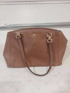 lot 1243 image: Coach New York Brown Crossgrain Leather Handbag with Gold Hardware