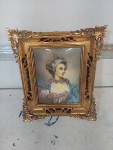 lot 1286 image: Framed Portrait Painting of 18th Century Lady by Silver