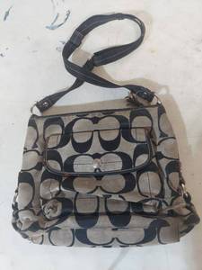 lot 1287 image: Coach Signature Canvas Crossbody Bag with Adjustable Strap