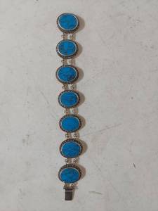lot 1307 image: Sterling Silver Bracelet with Seven Oval Stones