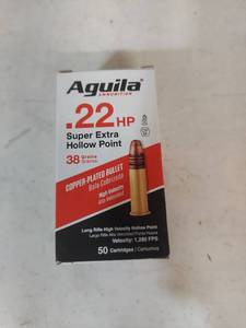 lot 1345 image: Aguila .22 HP Super Extra Hollow Point Ammunition 50 Cartridges