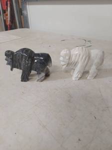 lot 1771 image: Hand Carved Stone Bison Figurines Set
