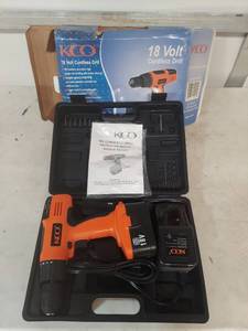 lot 1777 image: KCO 18V Cordless Drill Kit with Case and Charger