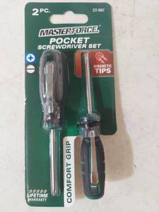 lot 3404 image: Master Force 2 Piece Pocket Screwdriver Set with Magnetic Tips