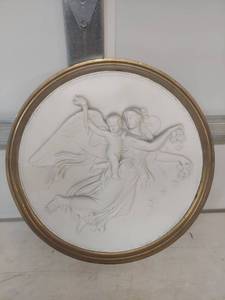 lot 3407 image: Heavy Brass Classical Relief Plaque