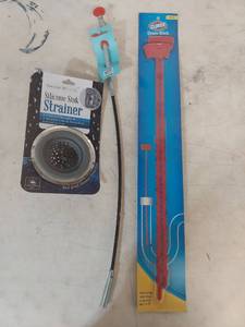 lot 3410 image: Drain Cleaning Tool Set with Sink Strainer and Hair Removal Sticks