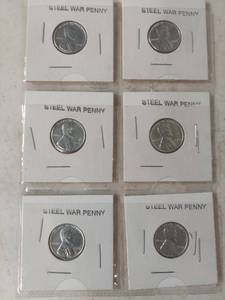 lot 3417 image: (6) 1943 Steel War Penny