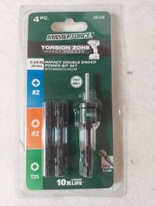 lot 3432 image: MasterForce 4-Piece Impact Double Ended Power Bit Set with Torsion Zone