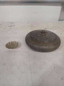 lot 3447 image: Brass Covered Bowl with Scalloped Dish