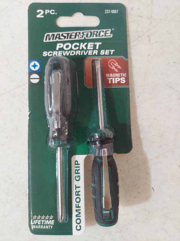lot 3404 image: Master Force 2 Piece Pocket Screwdriver Set with Magnetic Tips