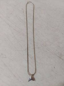 lot 2021 image: Sterling Silver Whale Tail Pendant Necklace
