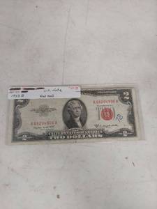 lot 2069 image: 1953 B Series $2 Two Dollar Bill Red Seal