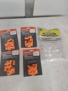lot 2070 image: Safety Protection Bundle - 4 Packs Champion Foam Ear Plugs and PerforMax Clear Safety Glasses