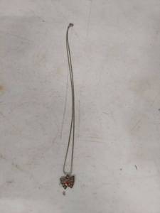lot 2076 image: Butterfly Pendant Necklace with Red Center Stone