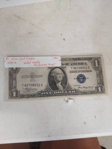 lot 2080 image: 1935 A Silver Certificate One Dollar Bill Without Motto