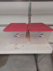 lot 2102 image: (2) Sterilite 58 Quart Storage Containers with Lids