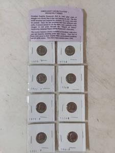 lot 2120 image: Set of 8 Uncirculated Roosevelt Dimes