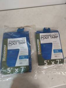 lot 2122 image: (2) Yardworks Blue Poly Tarps 5x7 Standard-Duty