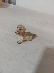 lot 2145 image: Small Cast Iron Dog Figurine with Red Collar