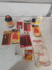 lot 2172 image: Muzzleloader Shooting Supplies Lot with Bullets, Powder and Accessories