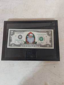 lot 2203 image: Framed Christmas Santa Claus $2 Bill with Certificate