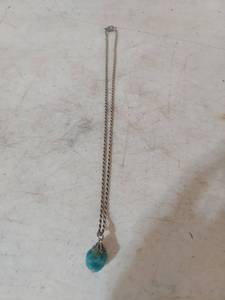 lot 2204 image: Turquoise Stone Pendant Necklace with Sterling Silver Chain .925