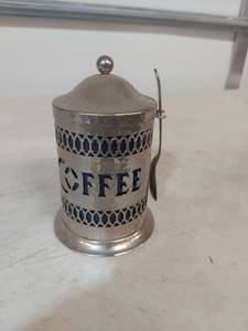 lot 2207 image: Silver Plated Coffee Caddy with Lid and Spoon